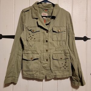 Mossimo Supply Co. Womens Jacket Olive Green Studded Accent Size Large